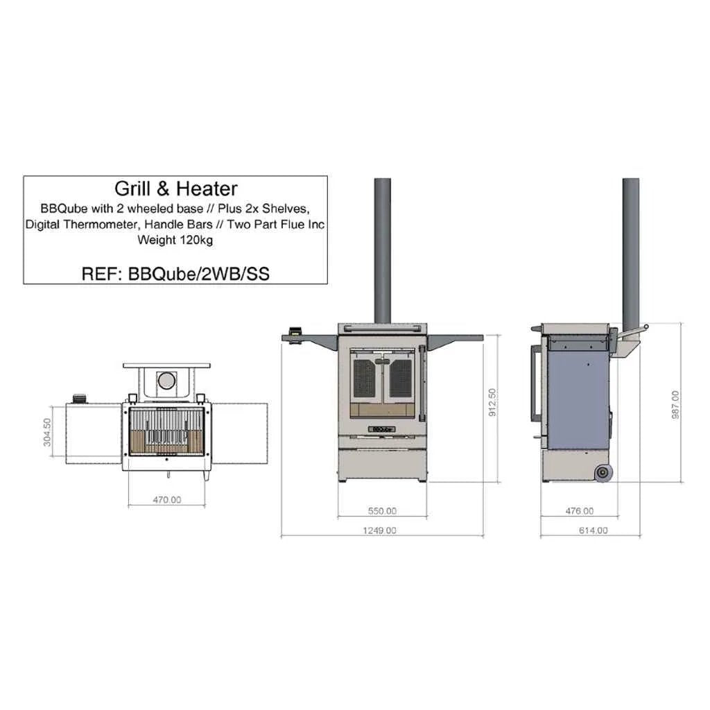 BBQube 2-Wheel Grill and Heater Technical Info