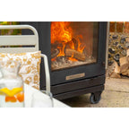 BBQube HeatQube heater with burning wood