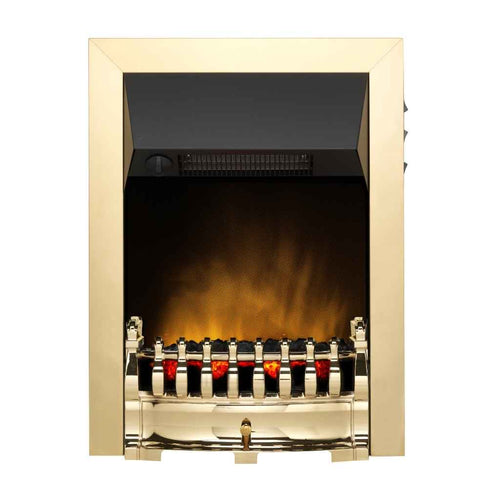 Dimplex Balmoral Ecolite brass electric fire front view Instyora