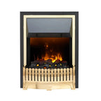Dimplex Bellemont Optimyst brass electric fire front view Instyora