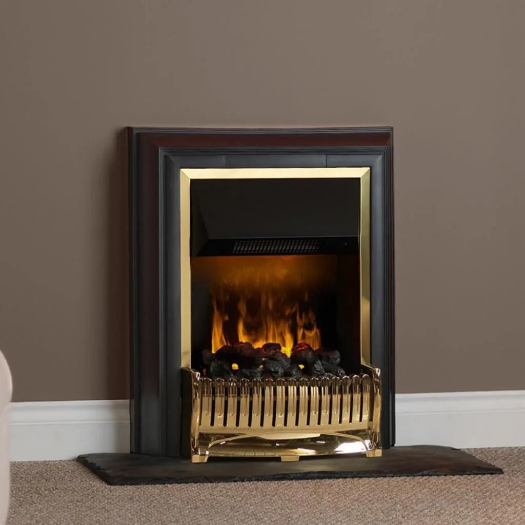 Dimplex Bellemont Optimyst brass fire room setting Instyora