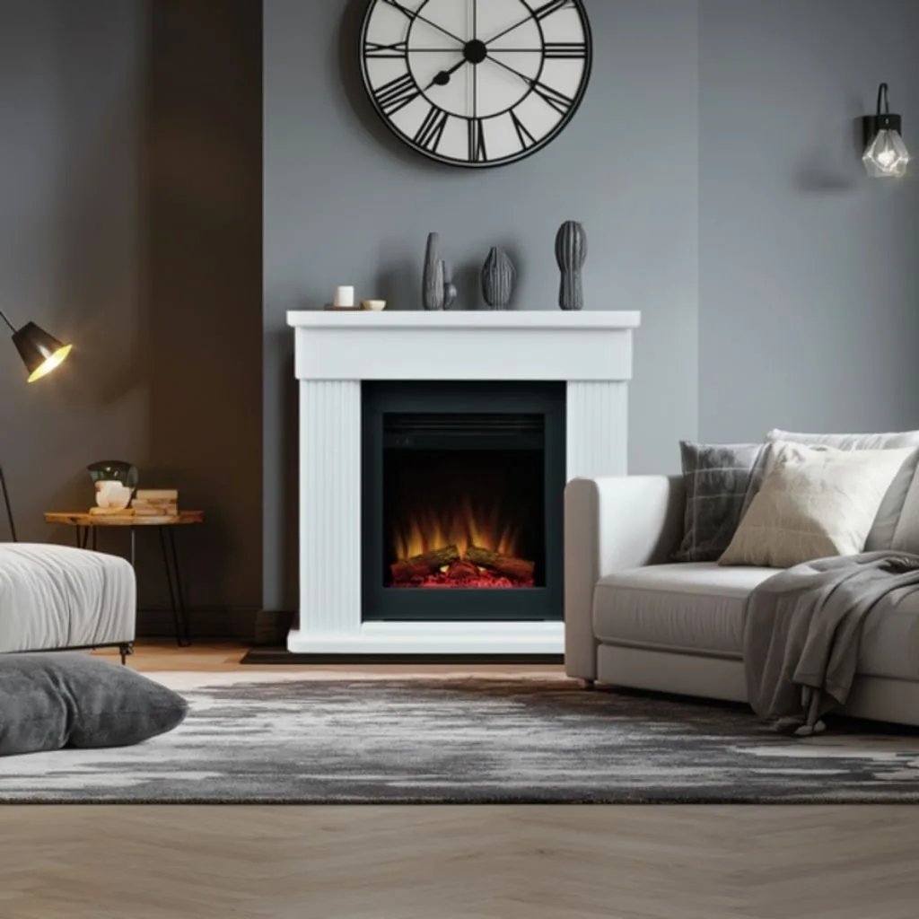 Dimplex Portland 23 Optiflame fireplace dark room setting Instyora