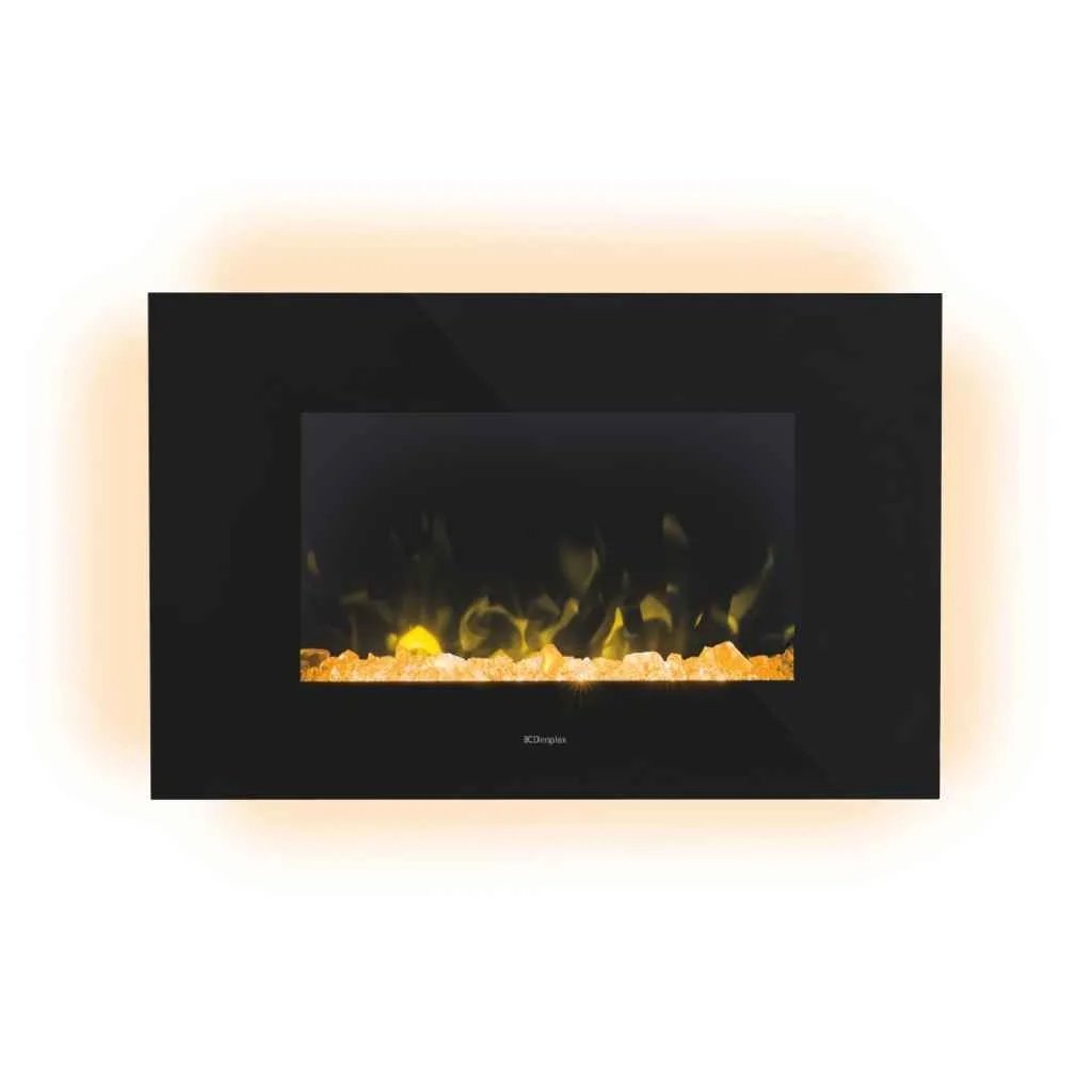 Dimplex Toluca Deluxe crystal fire amber glow front view Instyora