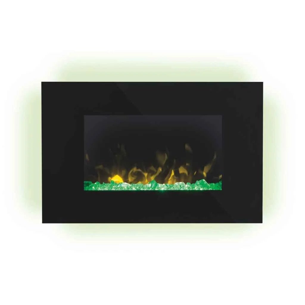 Dimplex Toluca Deluxe crystal fire green glow front view Instyora