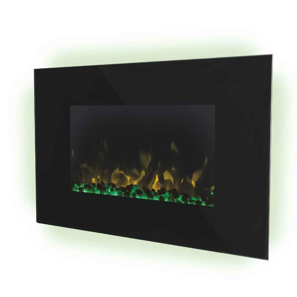 Dimplex Toluca Deluxe stone fire green glow left view Instyora