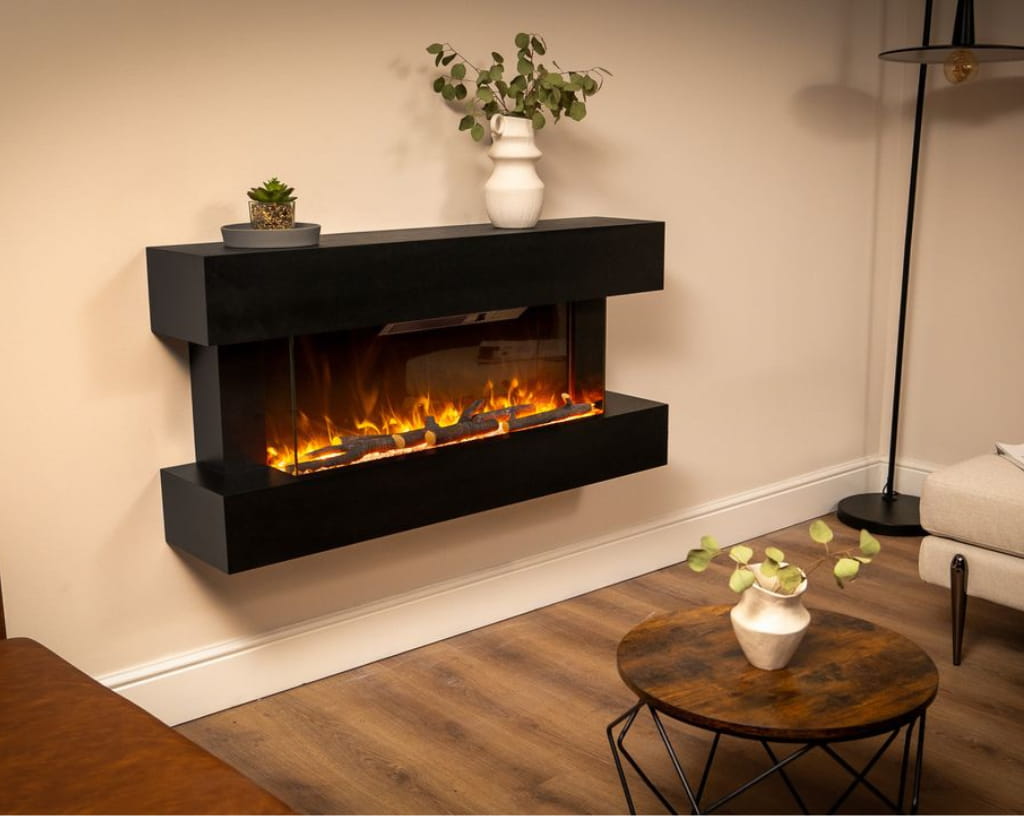 Focal Point-Ashford Suite -Black/White - Electric Wall Hung / Mounted