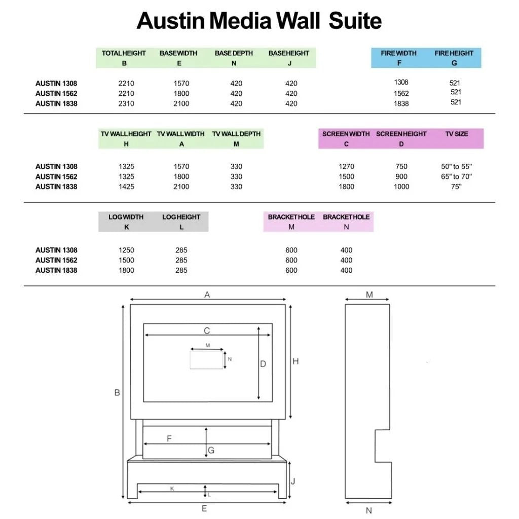 Woodford Hestia 1308 Austin Media Wall Dimensions - Instyora