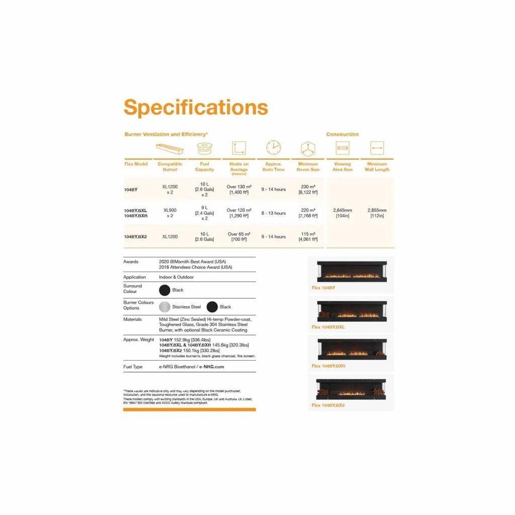 EcoSmart Fire Flex 104  Bioethanol Fireplace Insert - Single Room