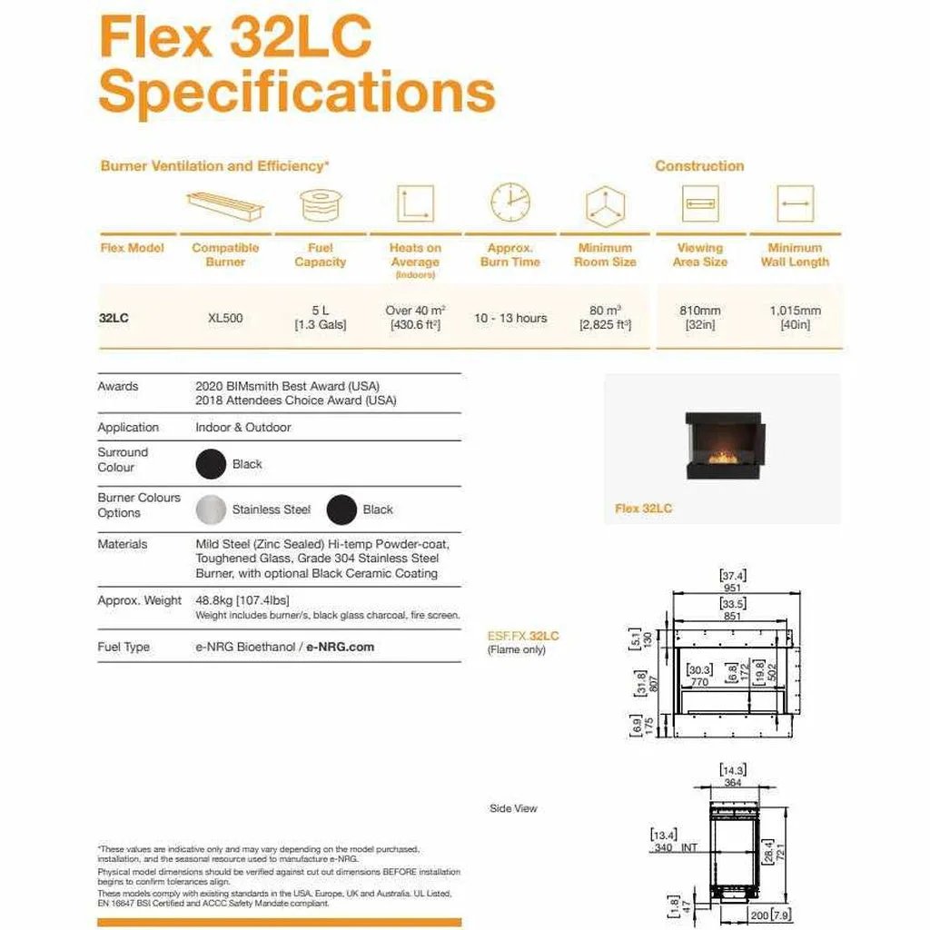 EcoSmart Fire Flex 32 Bioethanol Fireplace Insert - Single Room