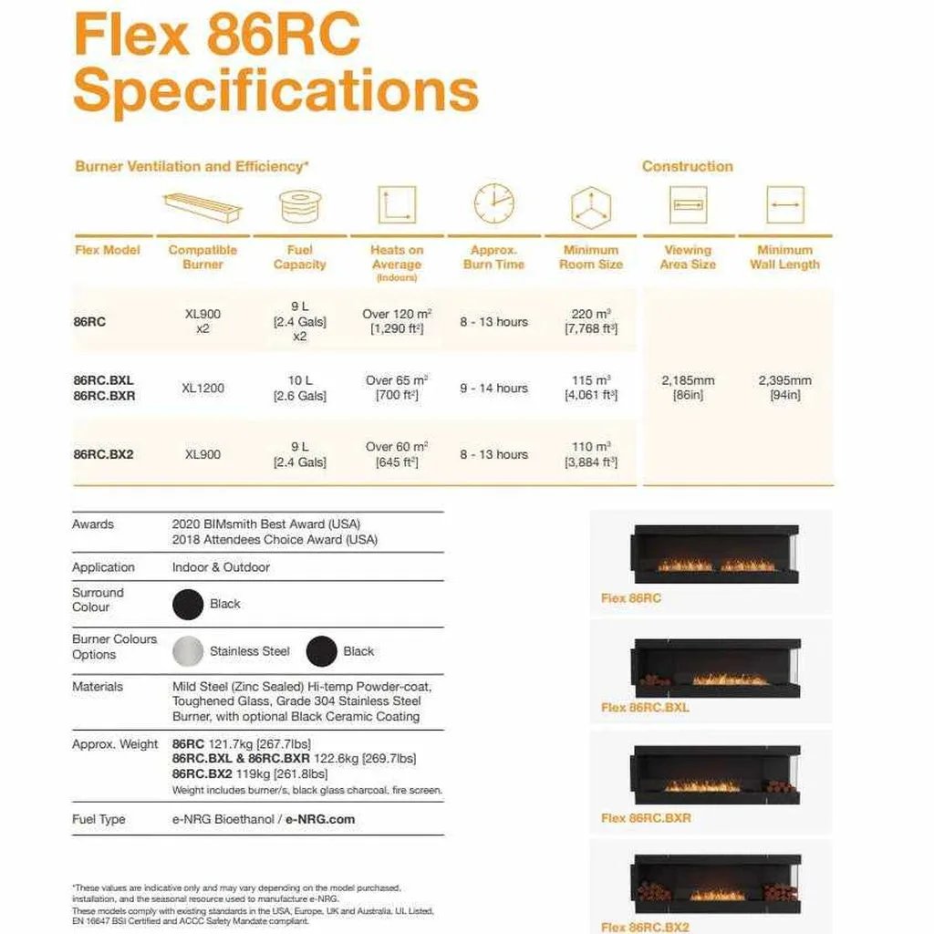 EcoSmart Fire Flex 86 Bioethanol Single Room Fireplace Insert