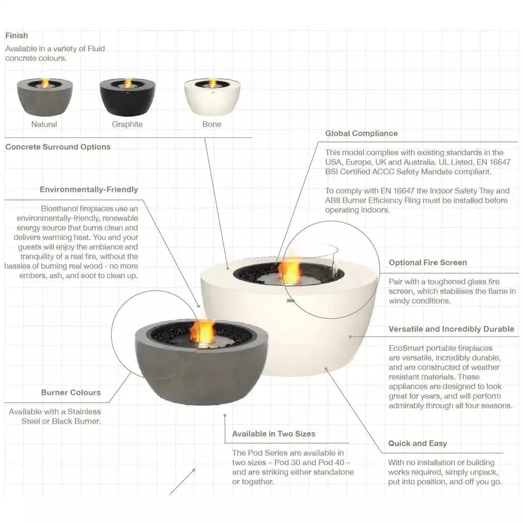 EcoSmart Fire Pod 30 Portable Fire Pit Bowl