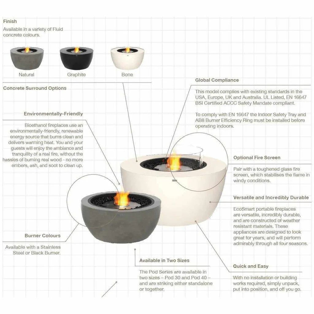 EcoSmart Fire Pod 40 Portable Fire Pit Bowl