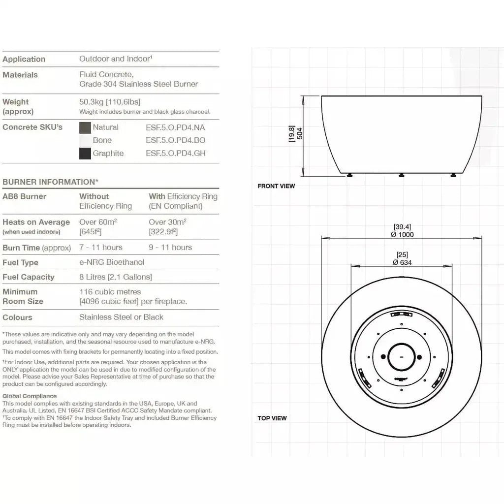 EcoSmart Fire Pod 40 Portable Fire Pit Bowl