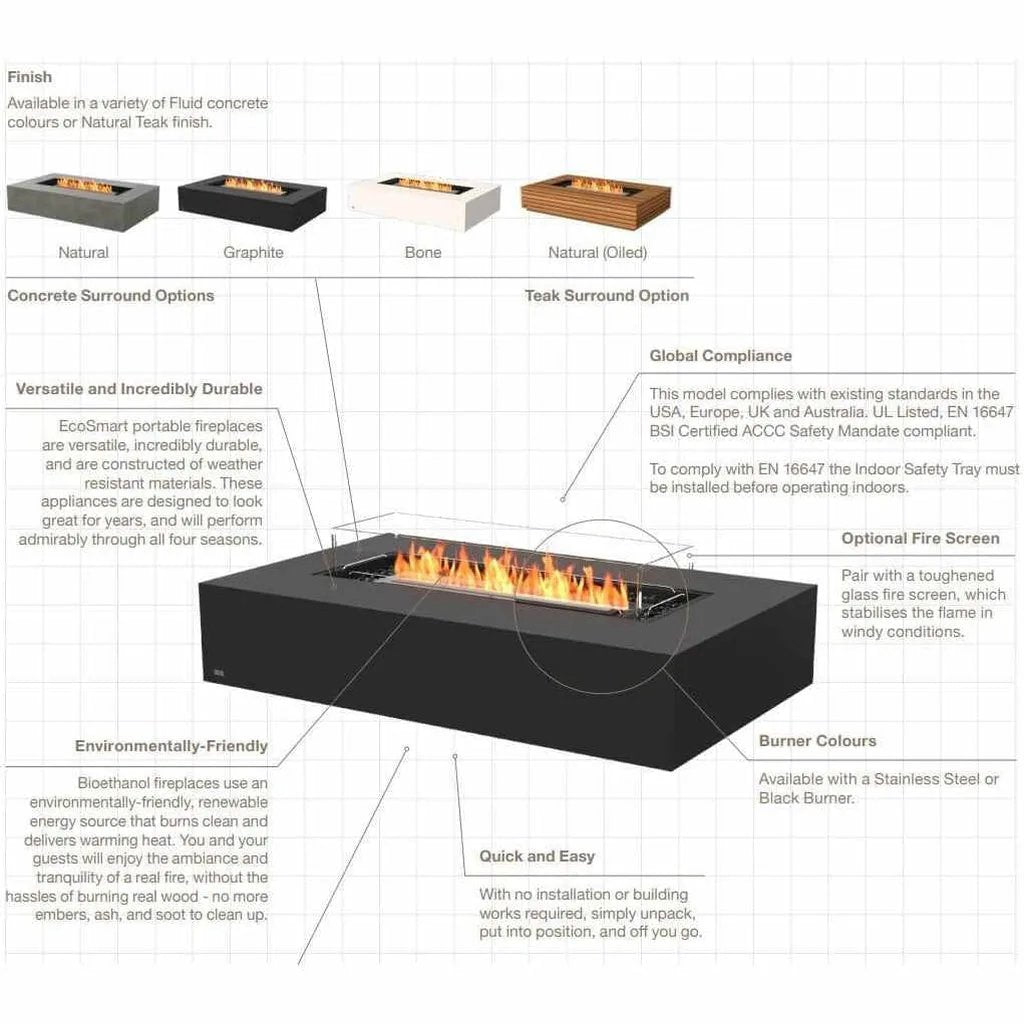 EcoSmart Fire Wharf 65 Bioethanol Fire Pit Table